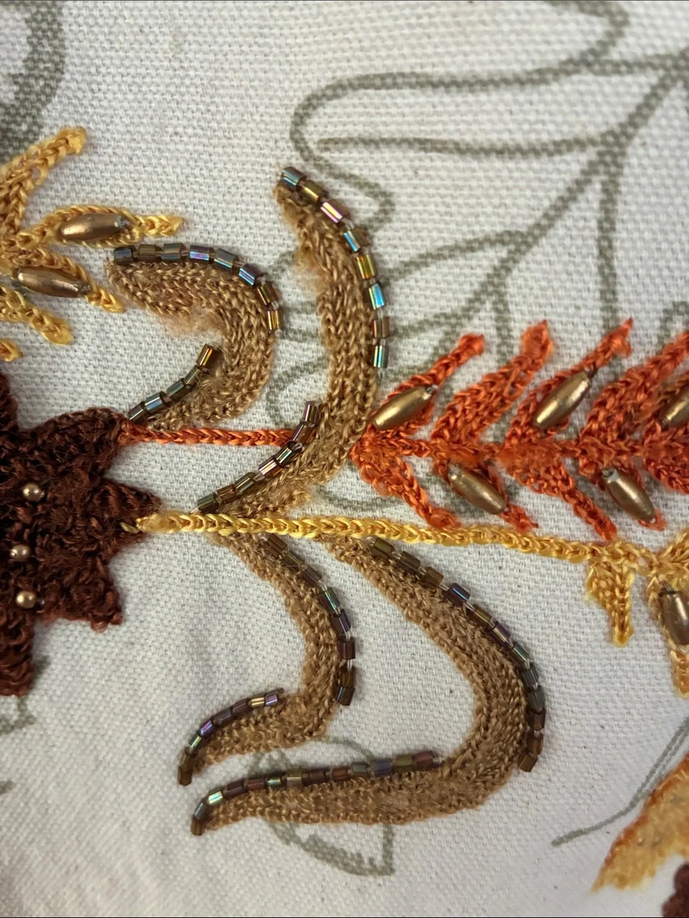 Pier 1 Imports table runner fall harvest 15 x 72” beaded embroidered autumn